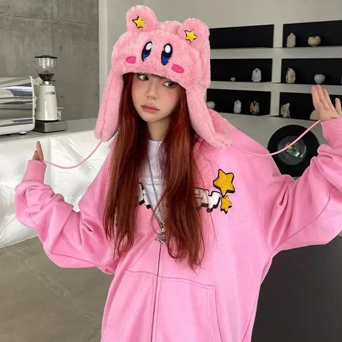 KAKAZZY 帽子 ニット帽 ビーニー 耳当て キャップ コスプレ カービィ