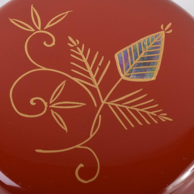 茶道具　蒔絵師　鈴木雲斉作　螺鈿装飾　松唐草蒔絵　棗　共箱　V　7213