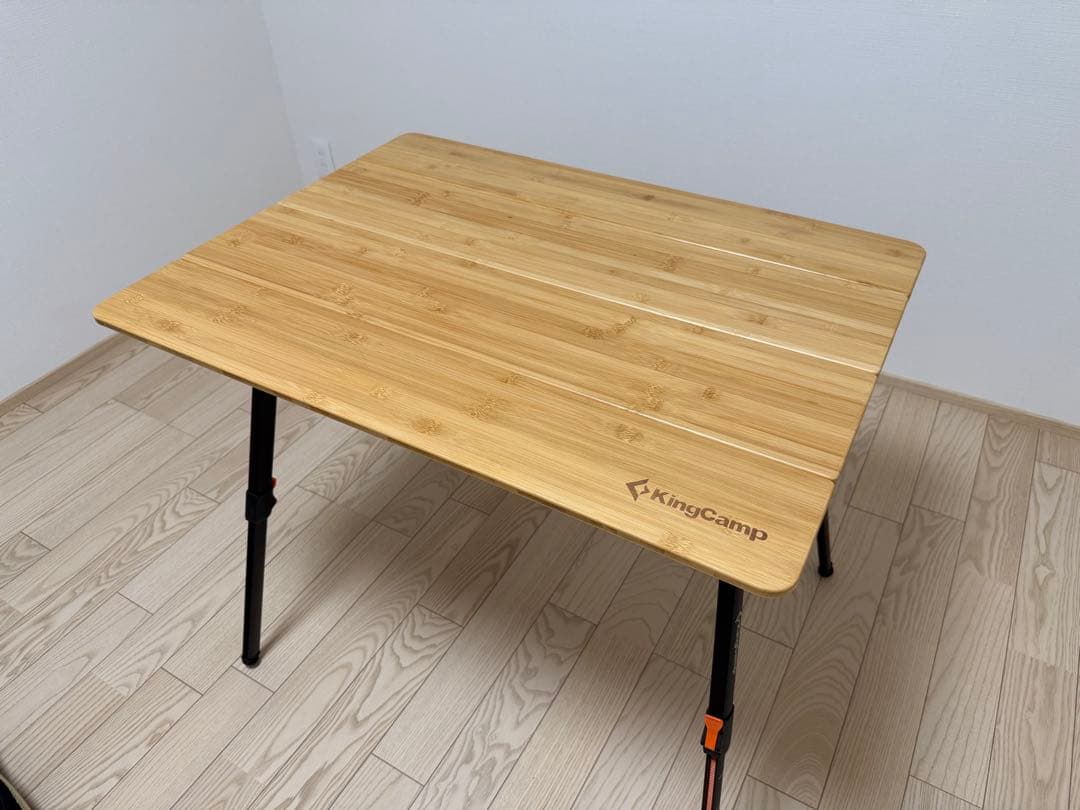 KingCamp 折りたたみテーブル 中型 バンブー 竹 高さ無段階調整