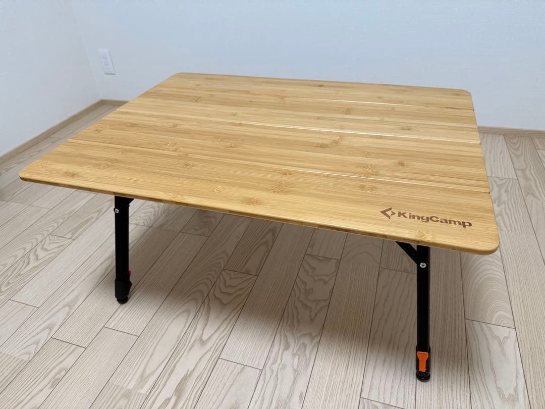 KingCamp 折りたたみテーブル 中型 バンブー 竹 高さ無段階調整