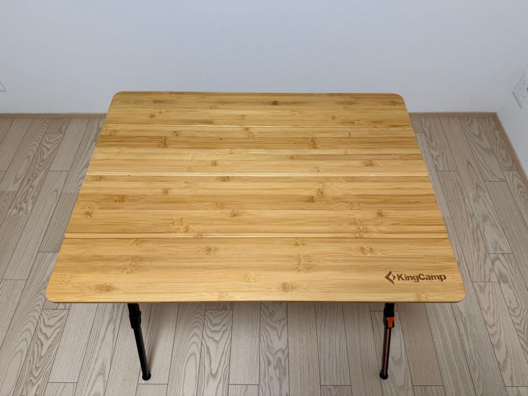KingCamp 折りたたみテーブル 中型 バンブー 竹 高さ無段階調整