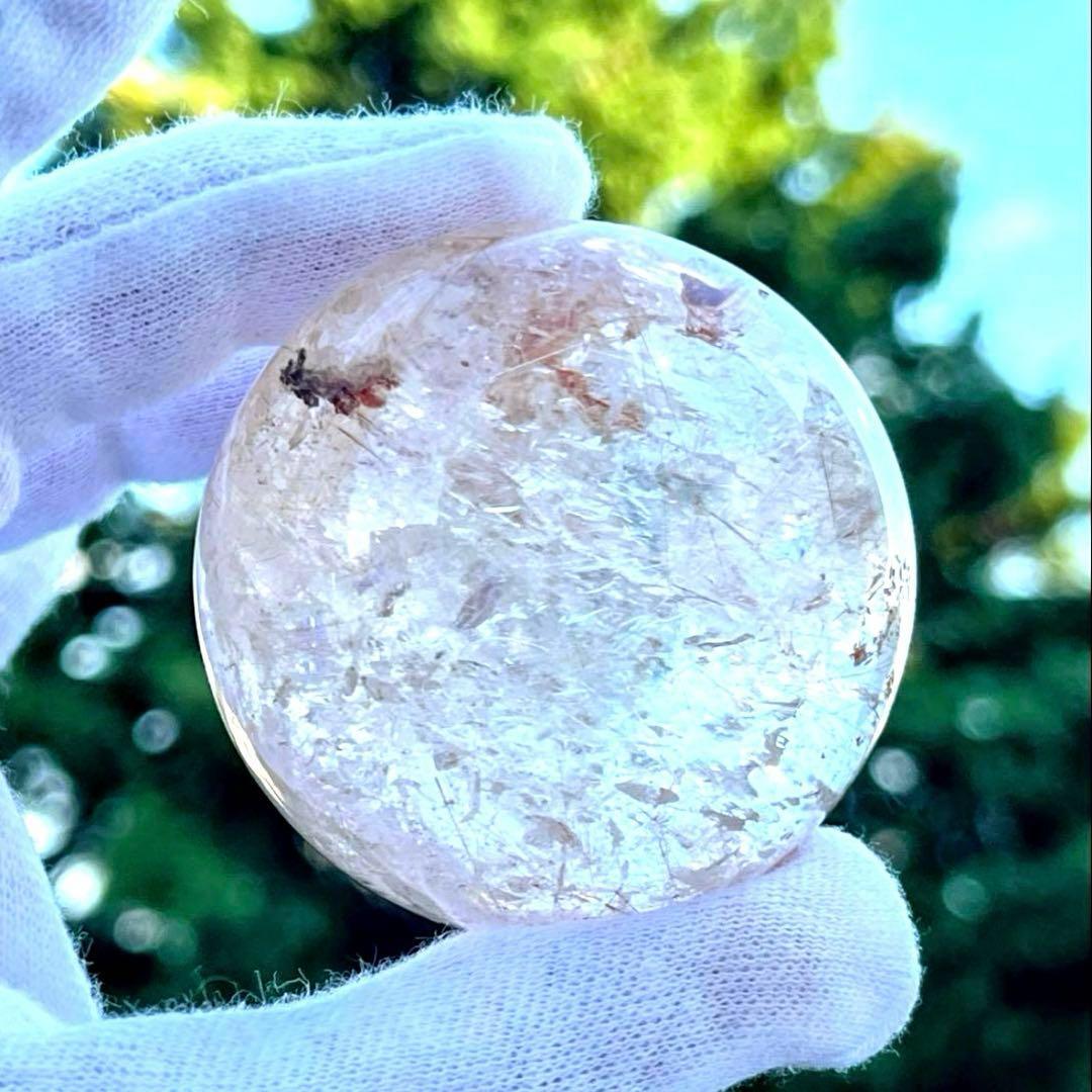財運最強の天然石　　満ち満ち ミックスルチルクォーツ　スフィア 51㎜