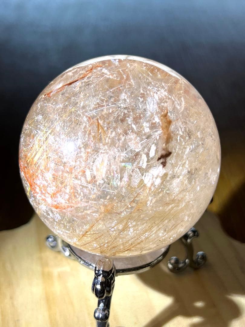 財運最強の天然石　　満ち満ち ミックスルチルクォーツ　スフィア 51㎜