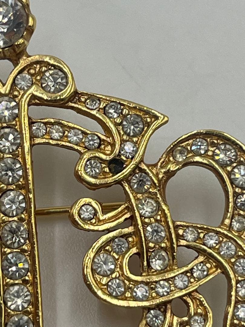 Dior　ブローチ　旧ロゴ ラインストーン　CD　ロゴ　希少