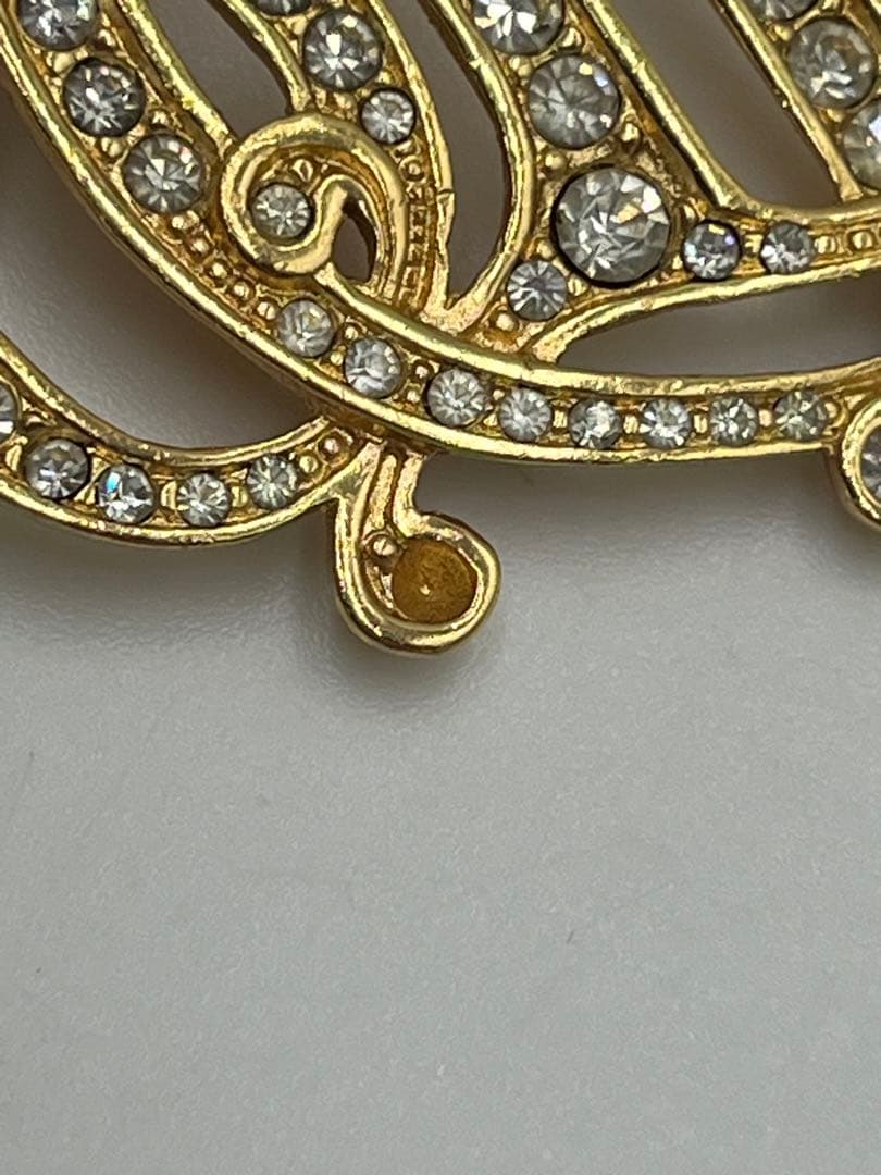 Dior　ブローチ　旧ロゴ ラインストーン　CD　ロゴ　希少