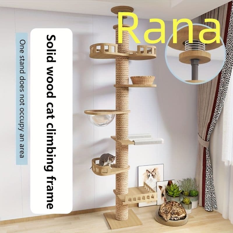 ンギングベッド＆展望デッキ- 木製室内クライミング家具猫用 - 頑丈なパイン材