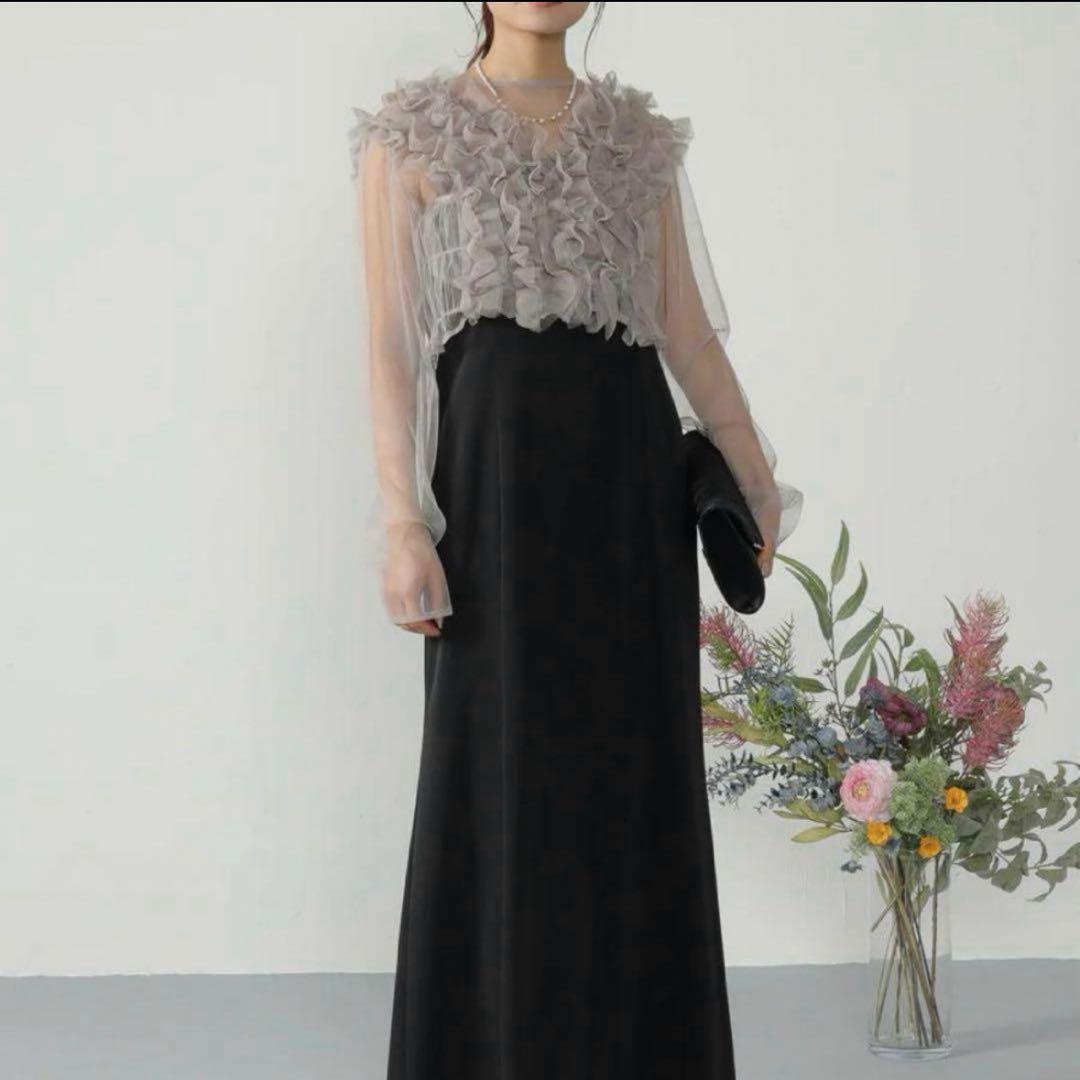 【新品未使用】チュールフリルベストチュールトップスワンピース3点セット　ドレス