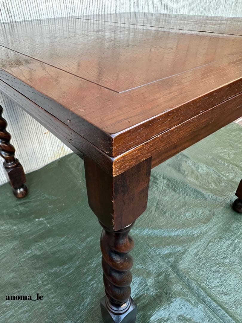 【ドローリーフテーブル】英国　伸長式　ツイストレッグ　アンティーク◎