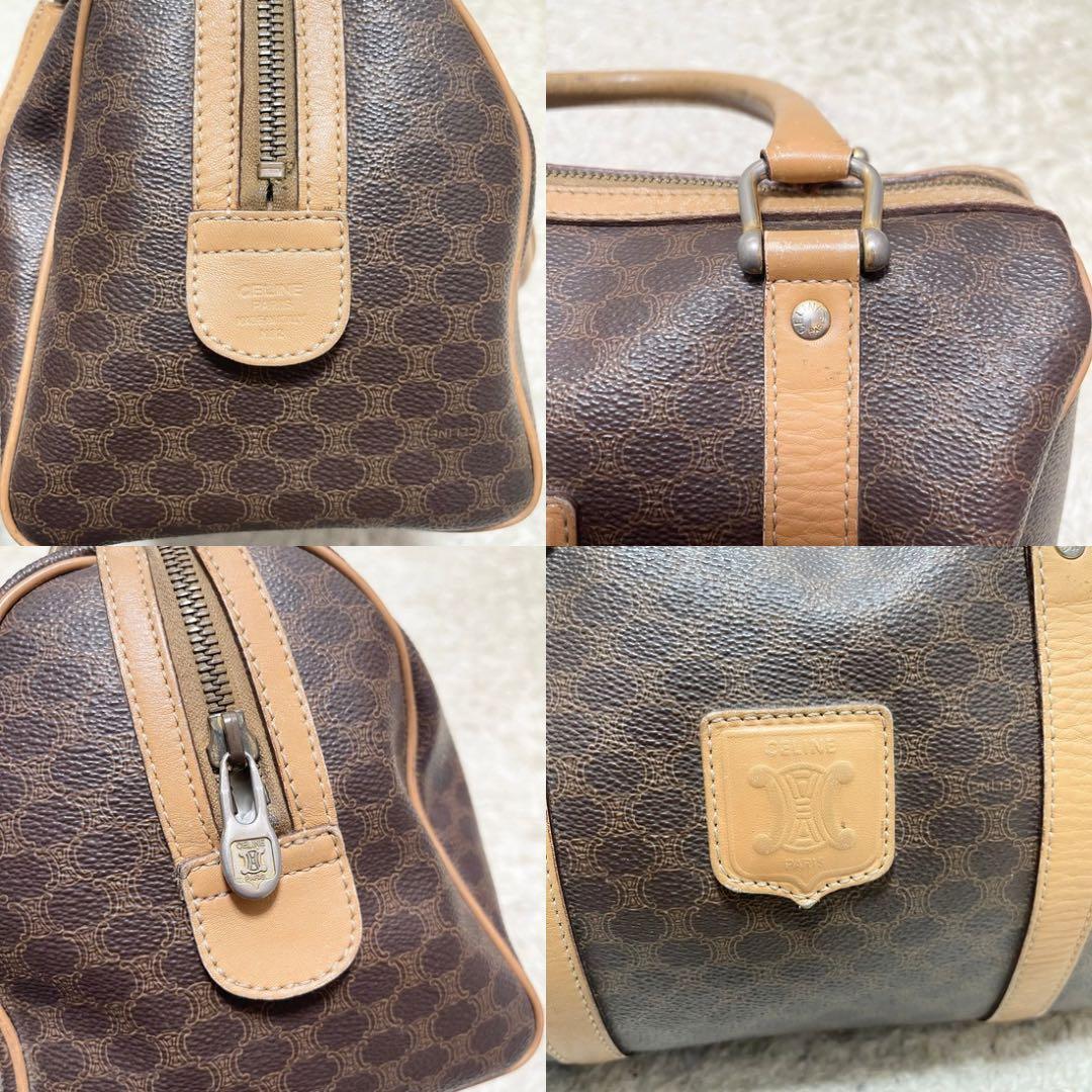 セリーヌ　ミニボストン　ハンドバッグ　レザー　PVC マカダム　ロゴ金具