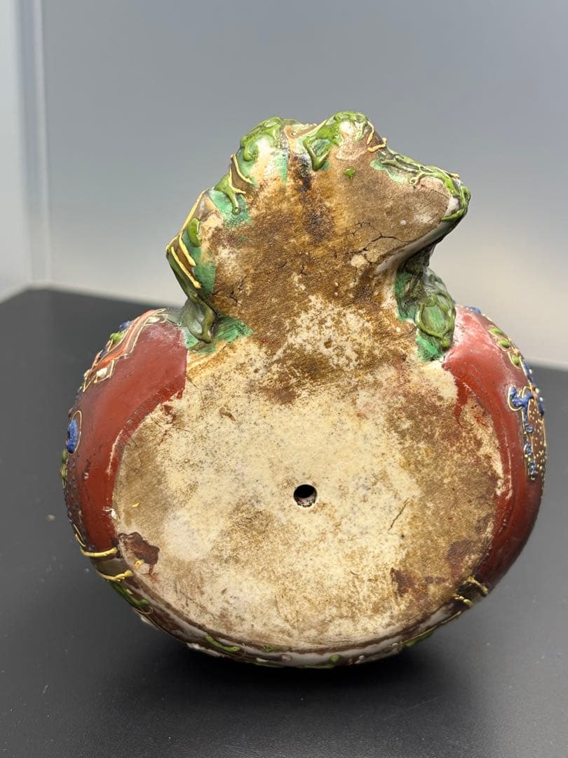 古九谷造 金襴手 金彩色絵細密絵付 布袋像 古陶磁製 薩摩焼 骨董品 古美術品