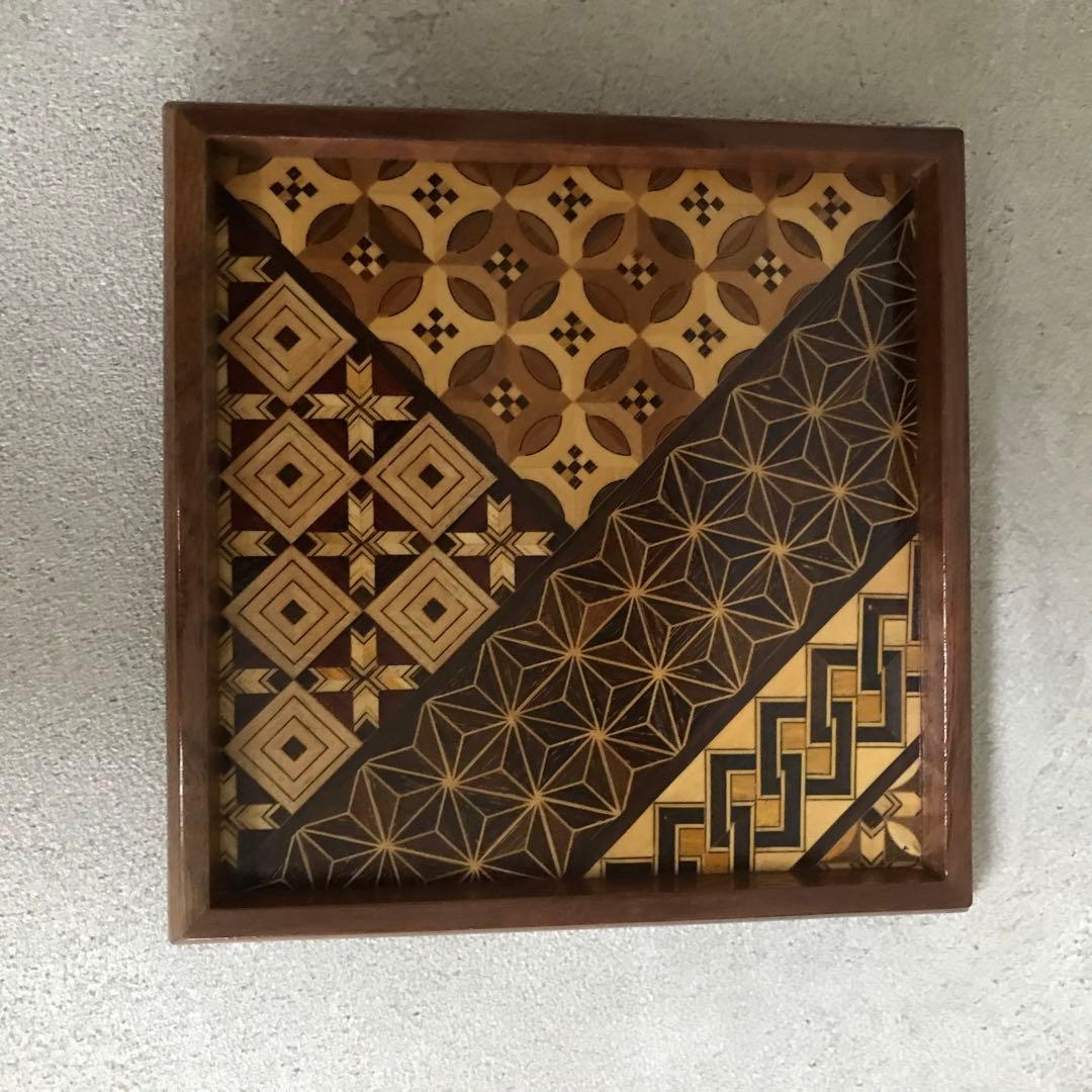 希少　箱根寄木細工　工芸品　取り皿10枚　取り箸付き(箱根駅伝トロフィー)