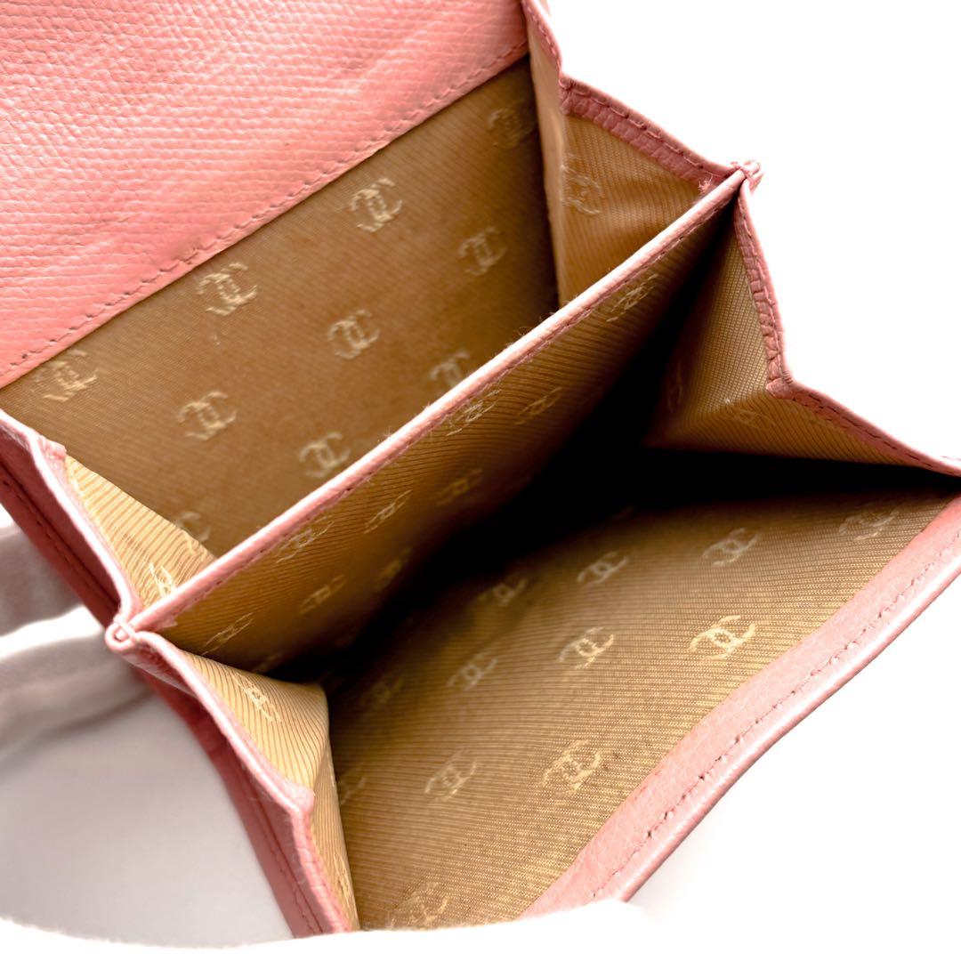 【美品✨】シャネル 財布 ココボタン Wホック 三つ折 ピンク