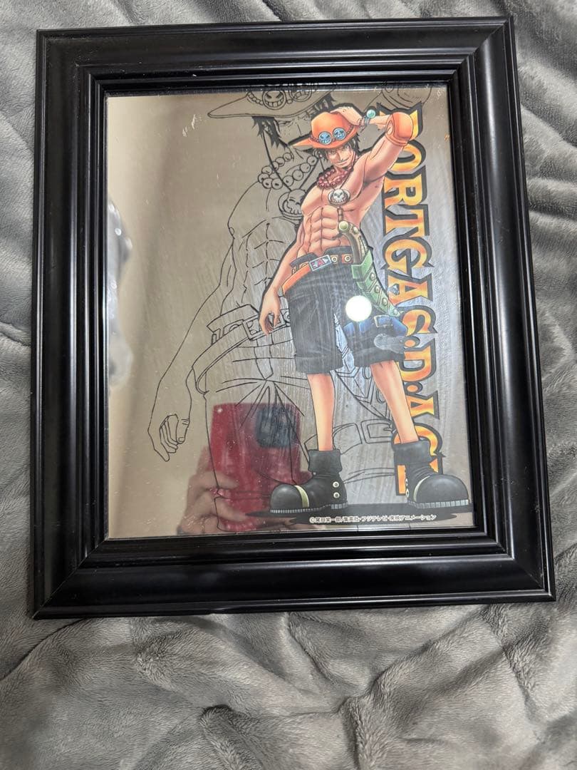 ワンピース エース ミラーフレームアート 約30cm x 25cm