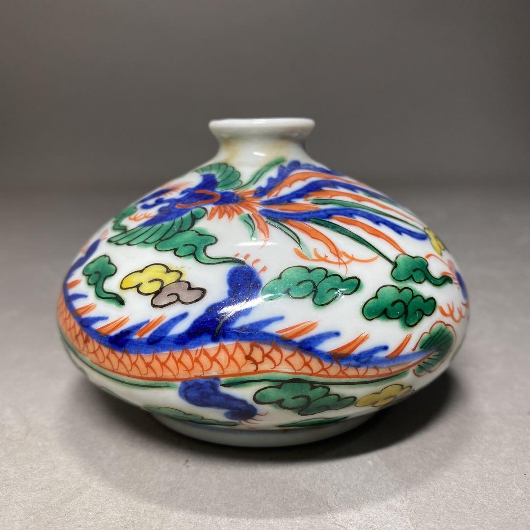 景德鎮　大明萬暦年製　古玩　粉彩　一輪挿し　油壺　サイズ φ9㎝×高さ6.3㎝