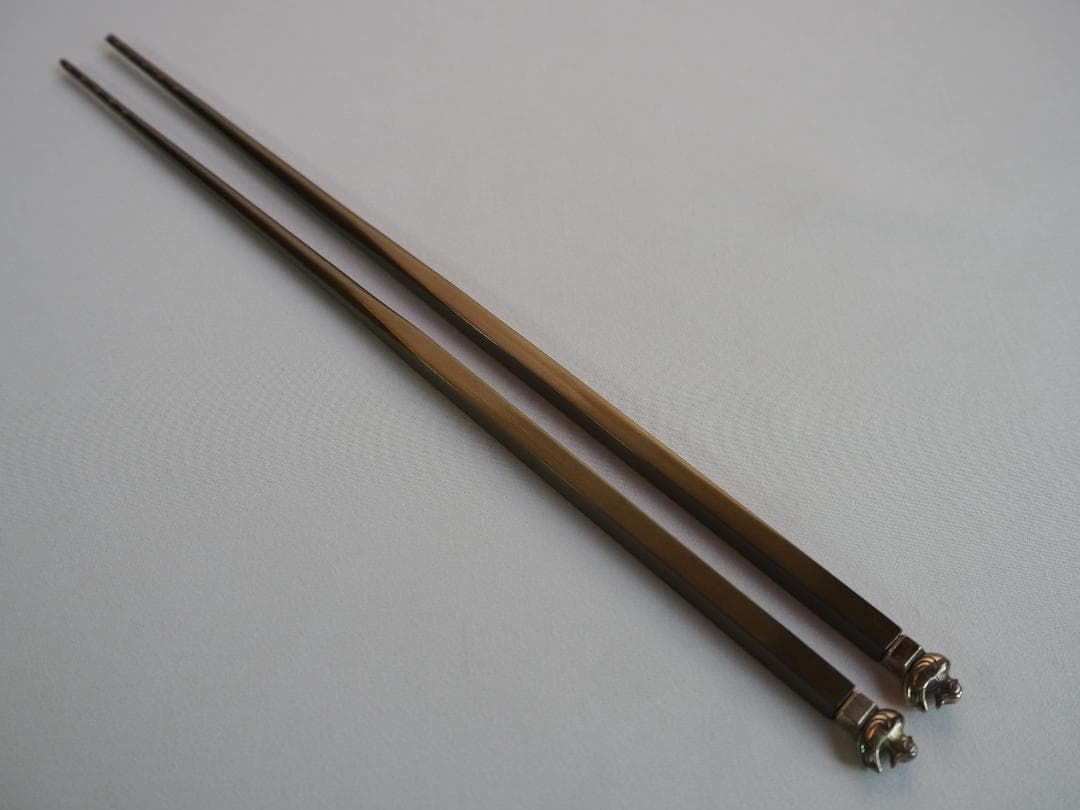 木村清雲造『南鐐鳥頭火箸』共箱