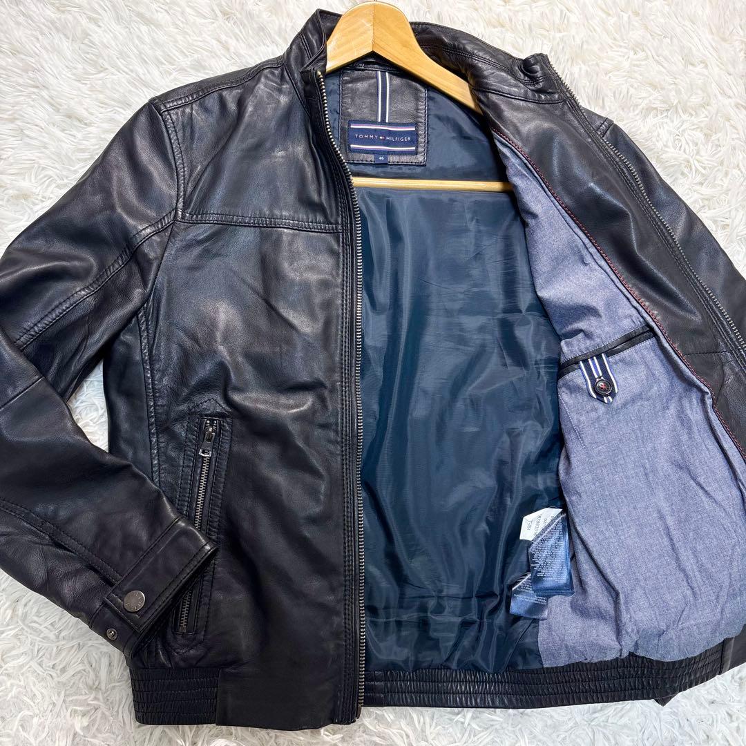 トミーフィルフィガー　ラムレザージャケット　ジップ