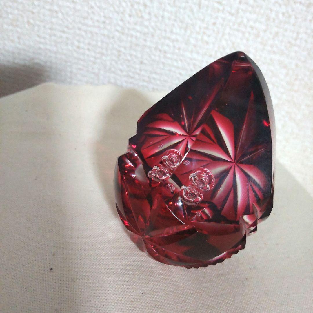 【値下げ済み】【美品】薩摩切子 ペーパーウェイト 薩摩の雫 赤