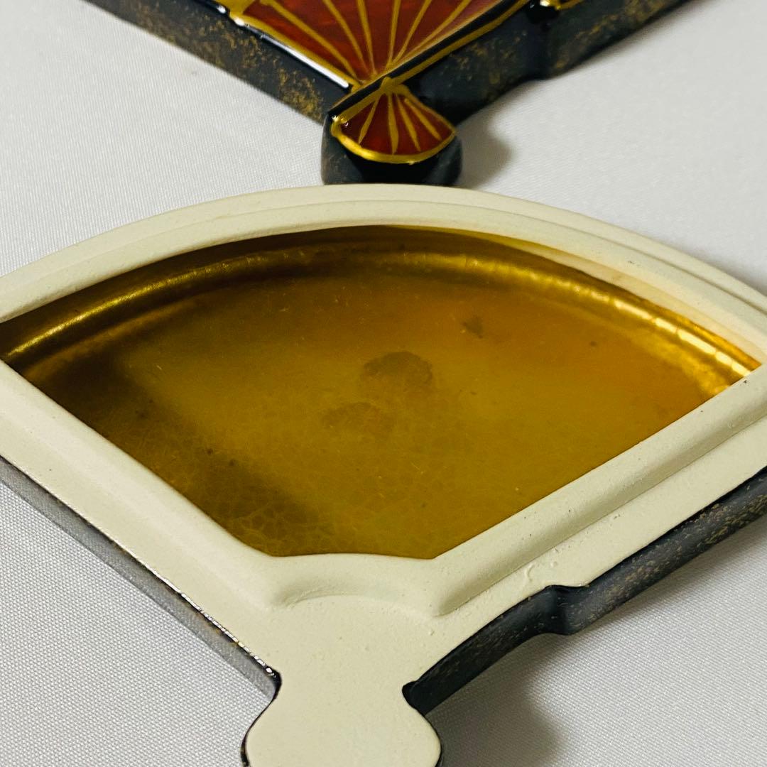 橋本城岳 造 色絵末広 香合 京焼 茶道 茶道具 陶器 小物入れ