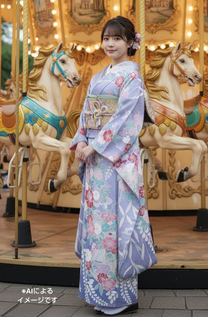 PPP様☆385.琥珀糖みたい　儚可愛い振袖7点セット　正絹　フルセット　成人式