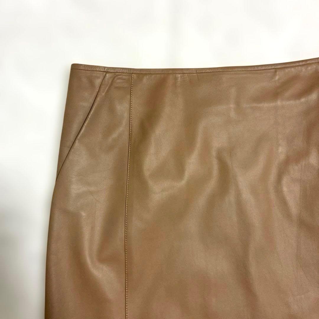 未使用✨LOEWE✨ロエベ ラムレザースカート 羊革 ベージュ　44