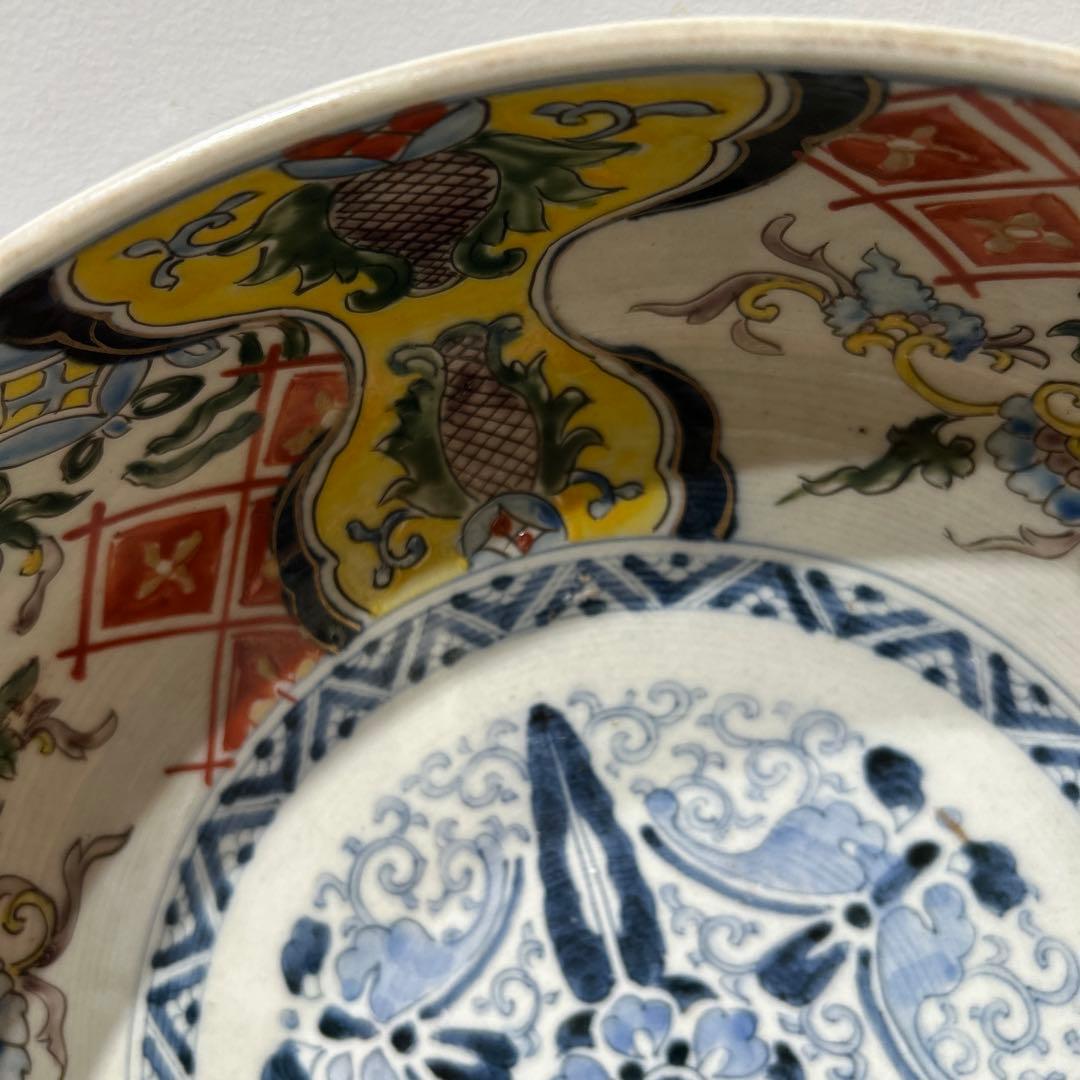 時代物骨董　古伊万里　豪華絢爛染錦金襴手・色絵大鉢　飾り鉢　幕末明治