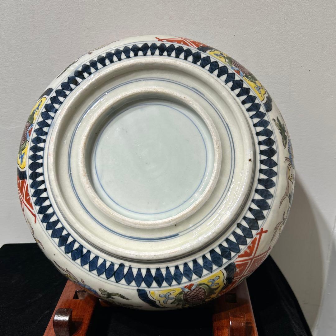 時代物骨董　古伊万里　豪華絢爛染錦金襴手・色絵大鉢　飾り鉢　幕末明治