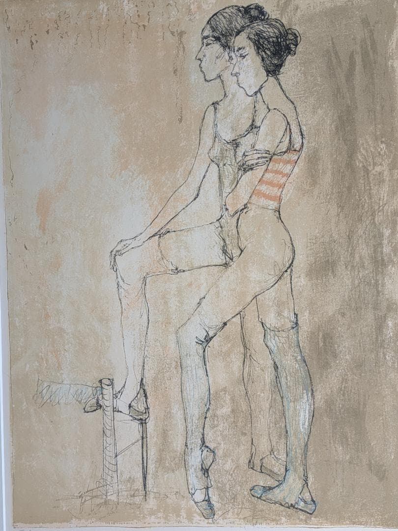 【極希少】ジャン・ジャンセン 「二人の踊り子」リトグラフ　直筆サイン有