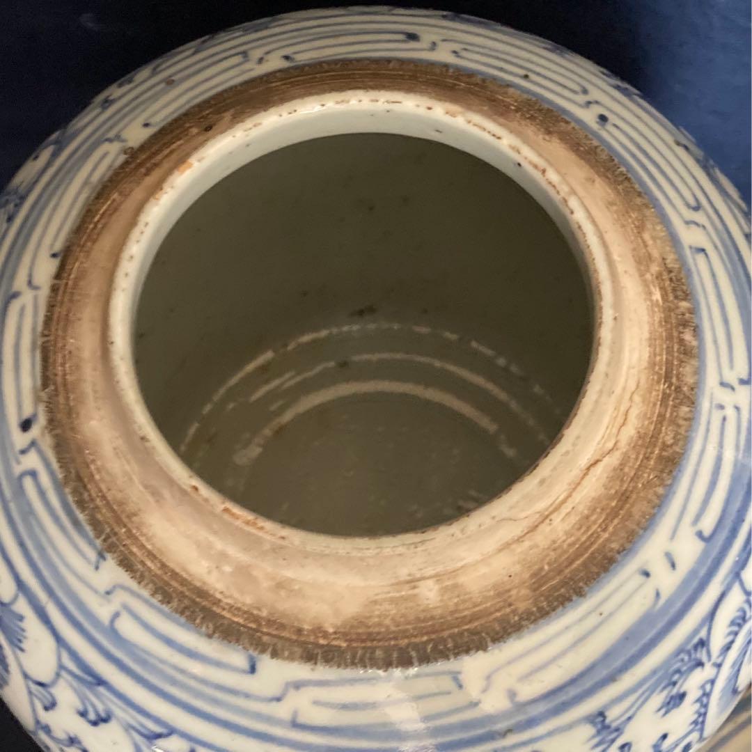 清代　青花漢詩唐草文茶壷