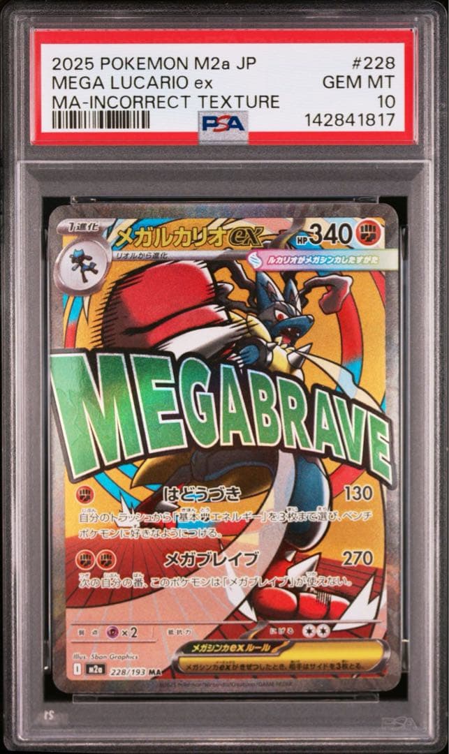 PSA10中国語箔押しエラー メガルカリオex 228/193 MA ②