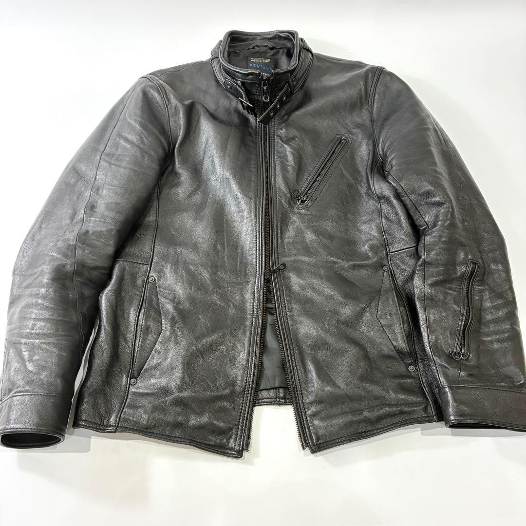 美品 ニコル シングルライダースジャケット ラムレザー ブラック 48 L