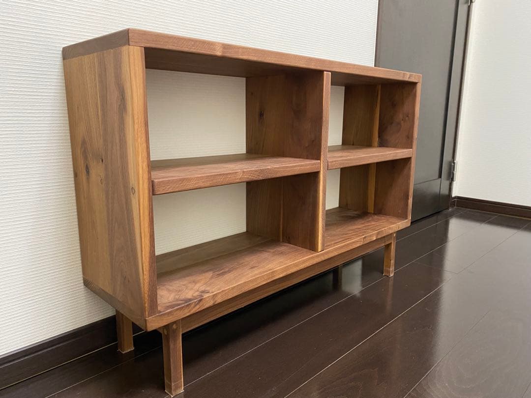 ハンドメイド　オープンシェルフ　4棚　ウォルナット無垢材