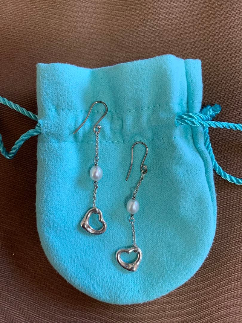 ティファニーオープンハートパールピアスシルバー925 希少デザイン