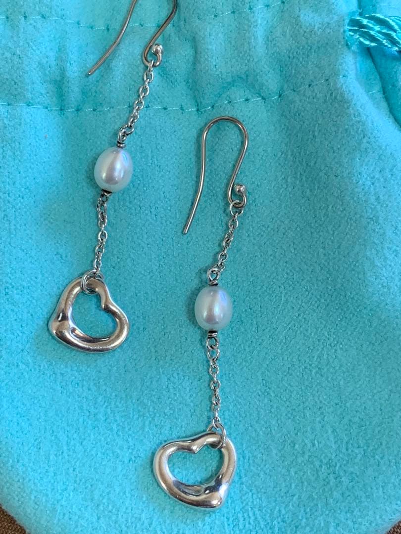 ティファニーオープンハートパールピアスシルバー925 希少デザイン