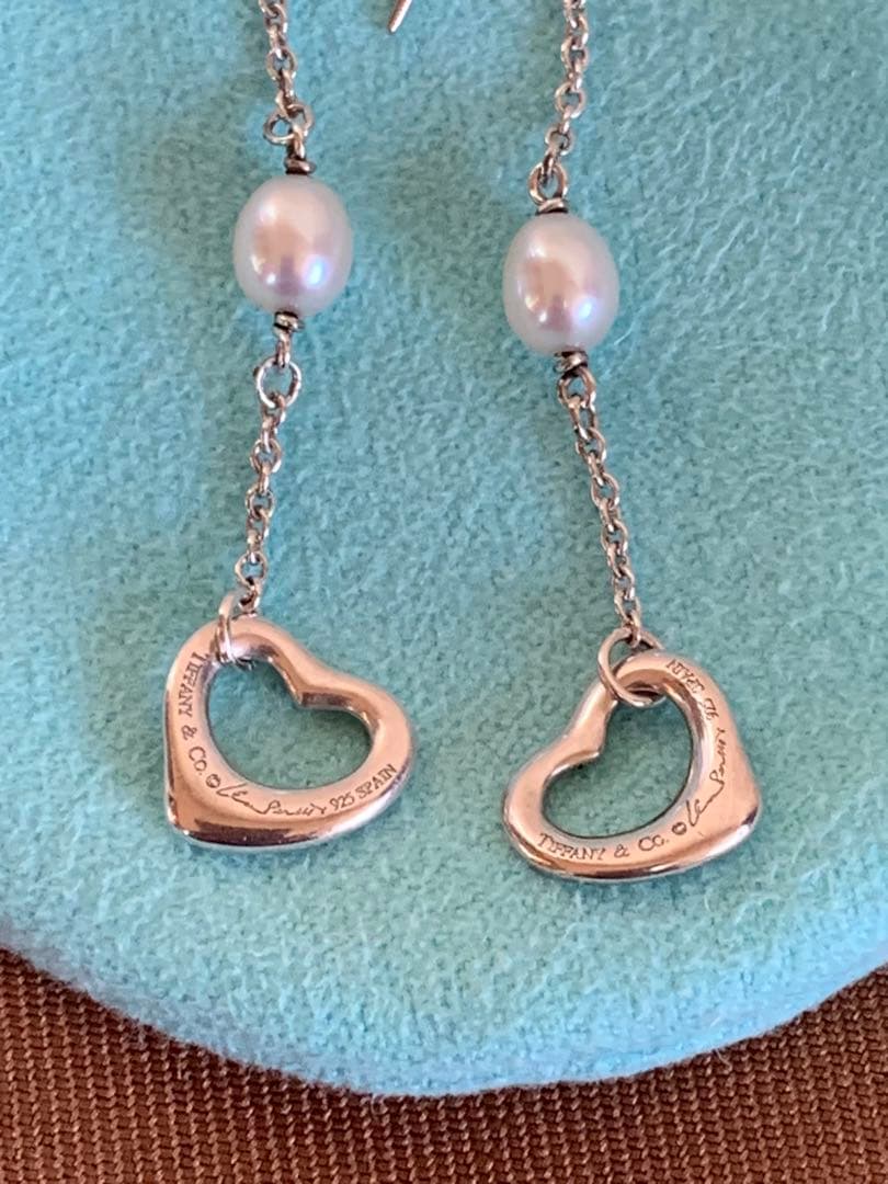 ティファニーオープンハートパールピアスシルバー925 希少デザイン