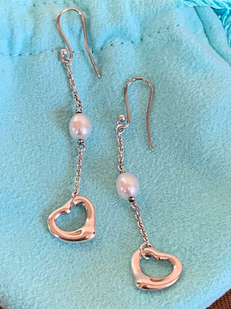 ティファニーオープンハートパールピアスシルバー925 希少デザイン