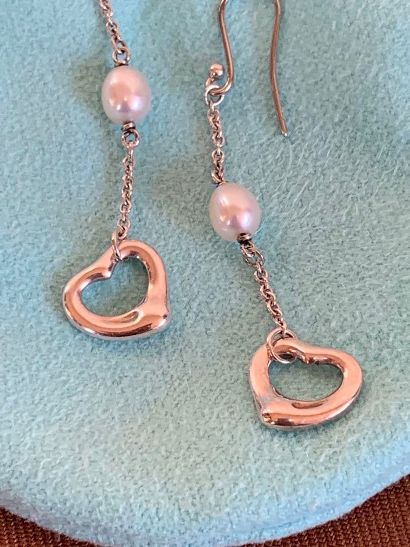 ティファニーオープンハートパールピアスシルバー925 希少デザイン