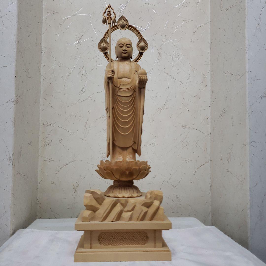 Ｂフライデー蔵出し特価◆ヒバ材 地蔵菩薩立像8寸立◆お地蔵さん 高さ：約50cm