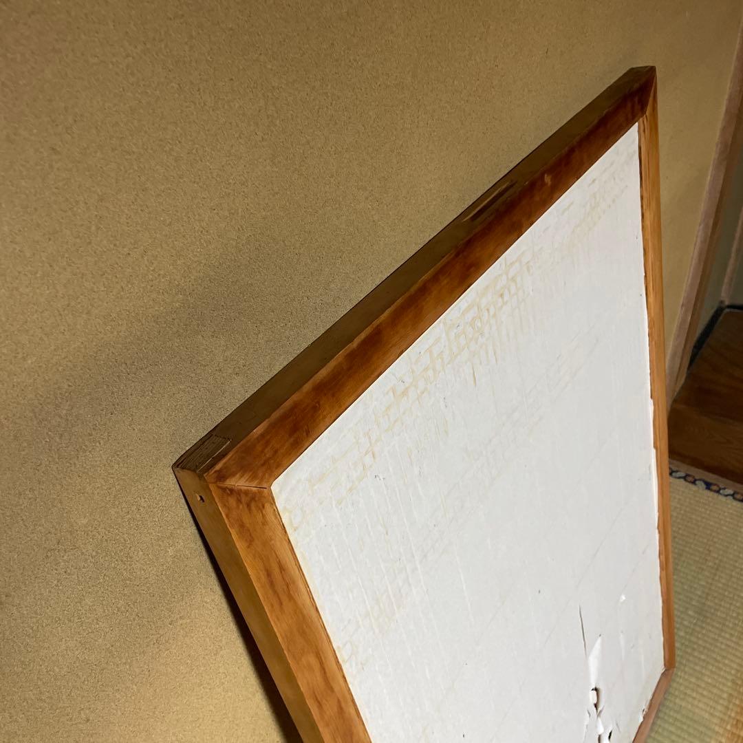 アンティーク　昭和レトロ　建具　障子　木製　葉と鳥の彫刻付き