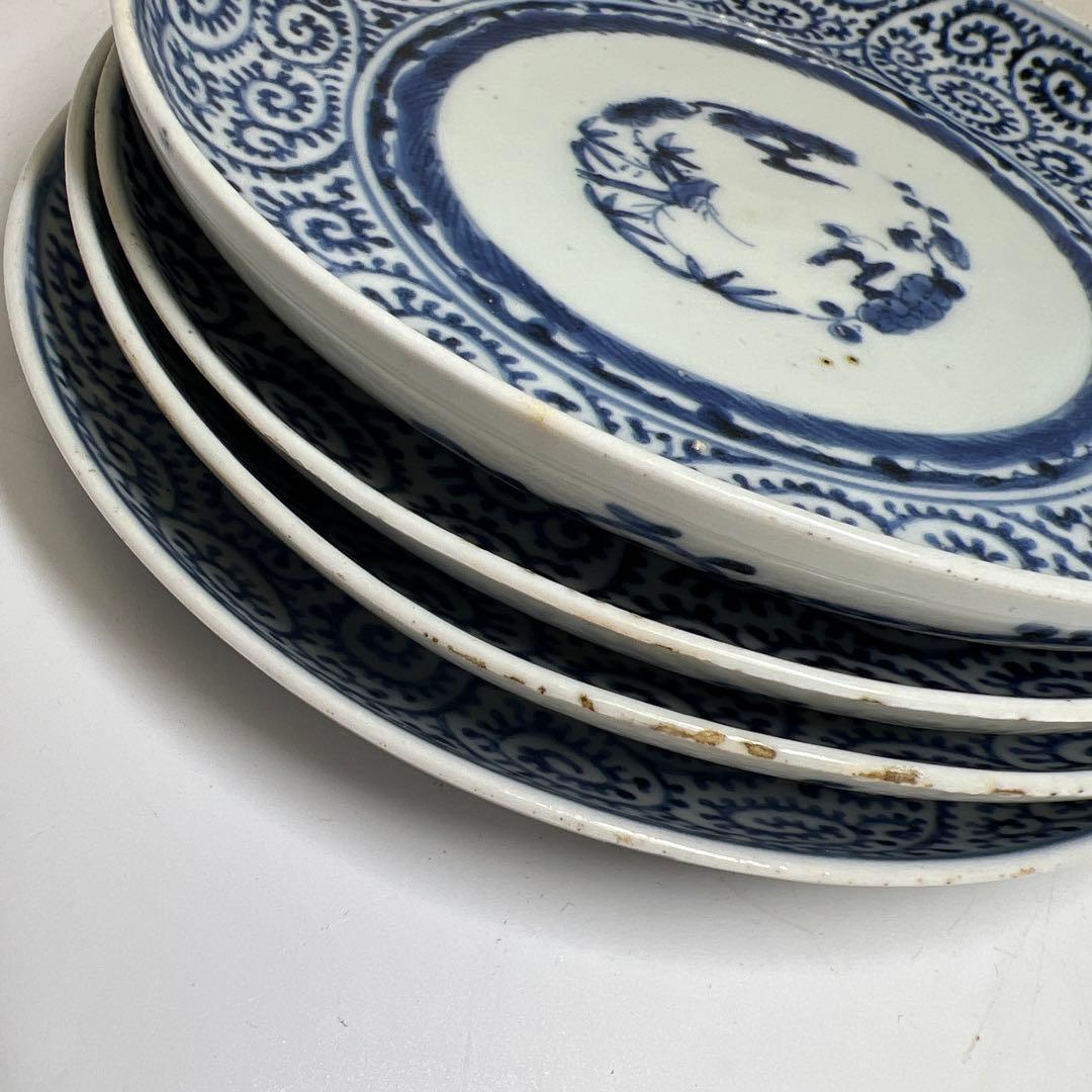 江戸後期　古伊万里　蛸唐草七寸皿5枚　直径約19㎝　東Y7-1208☆2Fトヒオ