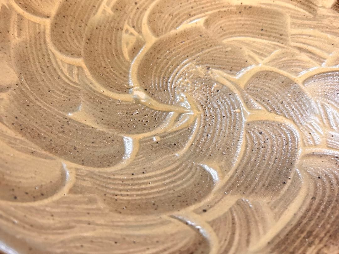 島岡達三　刷毛目大皿　益子焼　民藝　濱田庄司