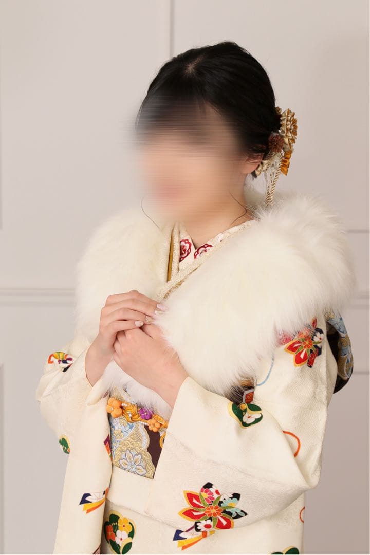 ☆最終値下げ☆アイボリー 振袖 フルセット 袴 髪飾り バッグ 草履付き