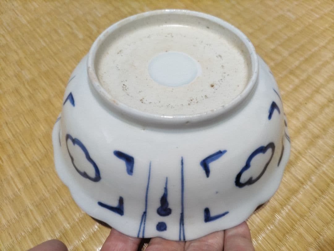 ２客セット　古伊万里　染付　波乗り　兎・ウサギ　鉢・皿（径17㎝）