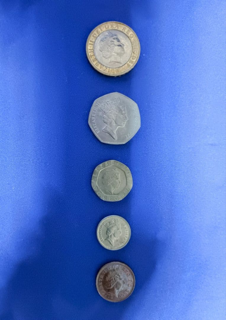 イギリス 旧紙幣 20ポンド札（3枚）、硬貨（5枚） セット