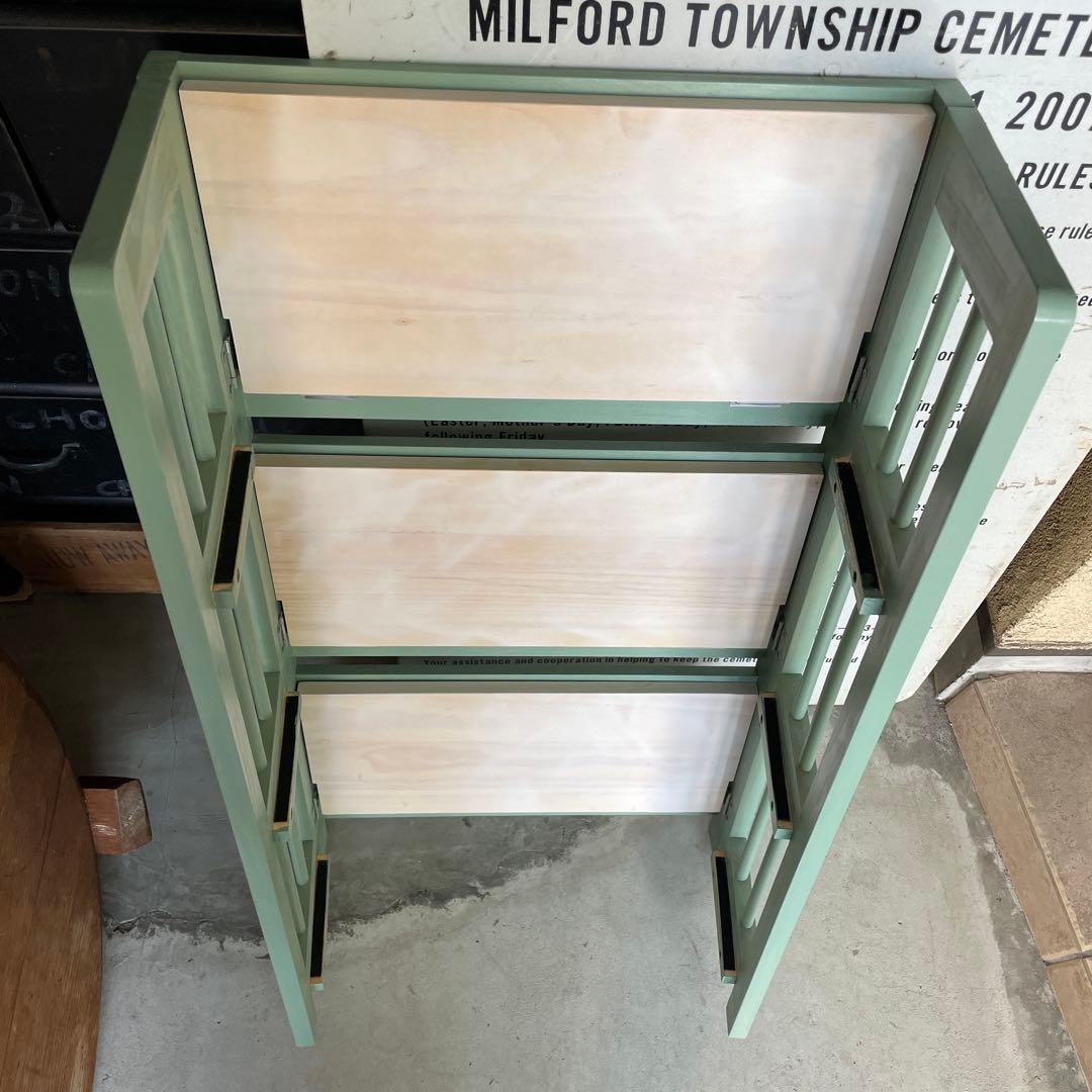 折り畳み 木製 シェルフ ウッド ラック WOOD くすみカラー ハンドメイド