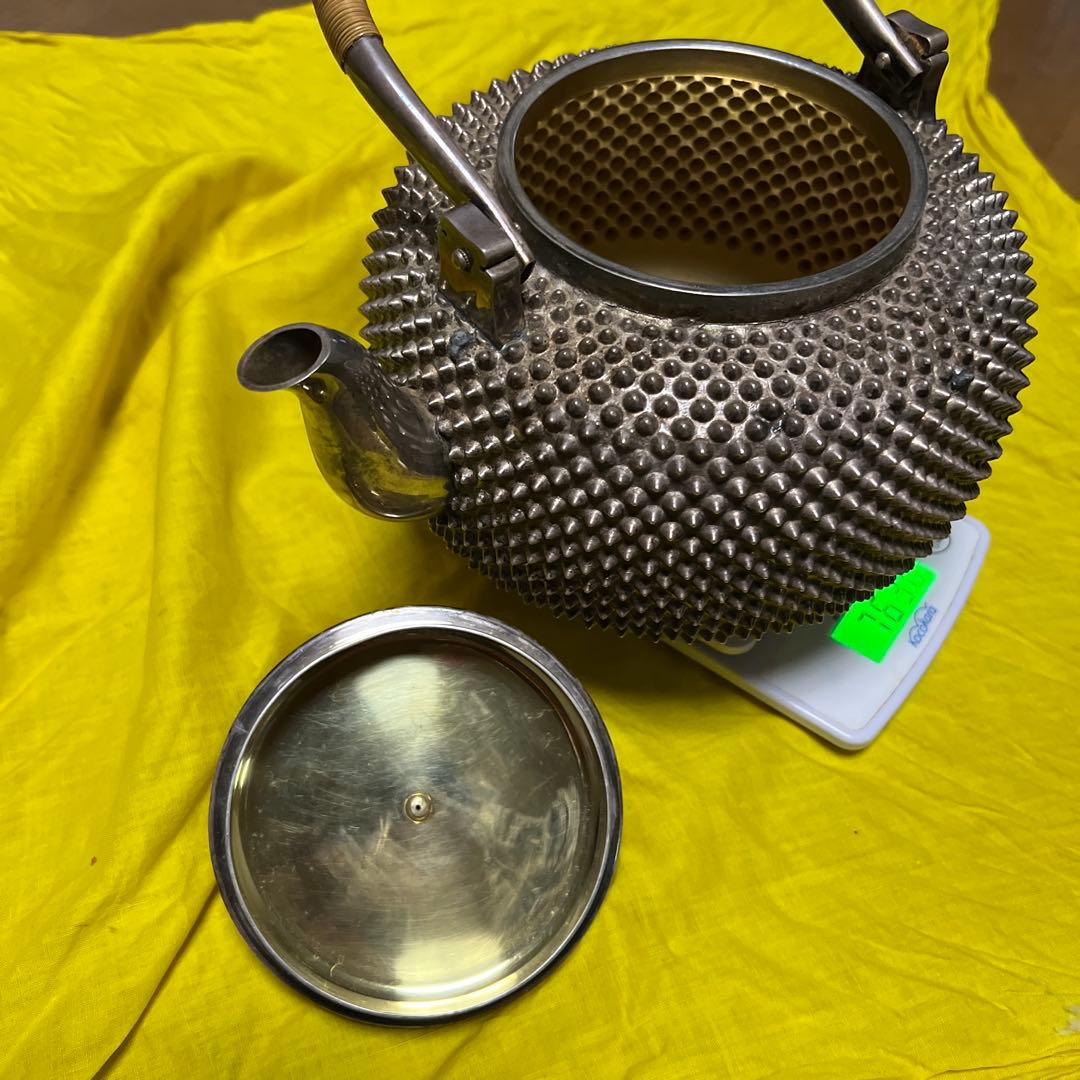 銀瓶トゲ茶釜 981g 純銀　 松栄堂造