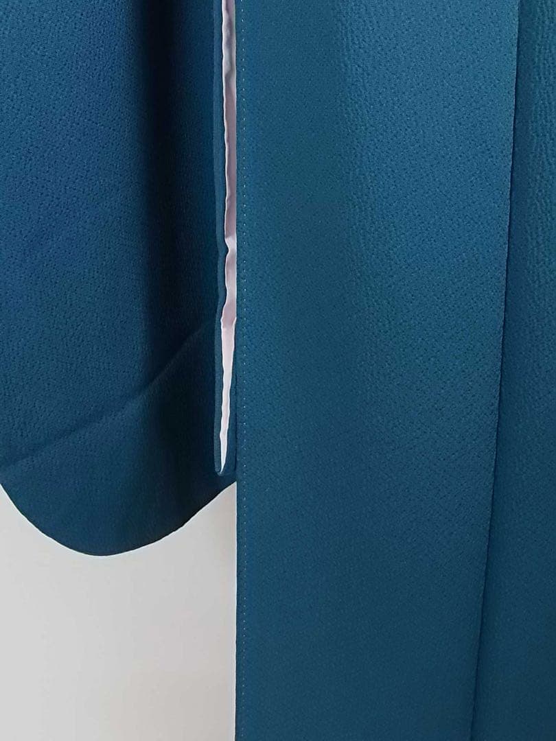 振袖　色無地　(アクアマリン色)と洗える長襦袢の2点セット