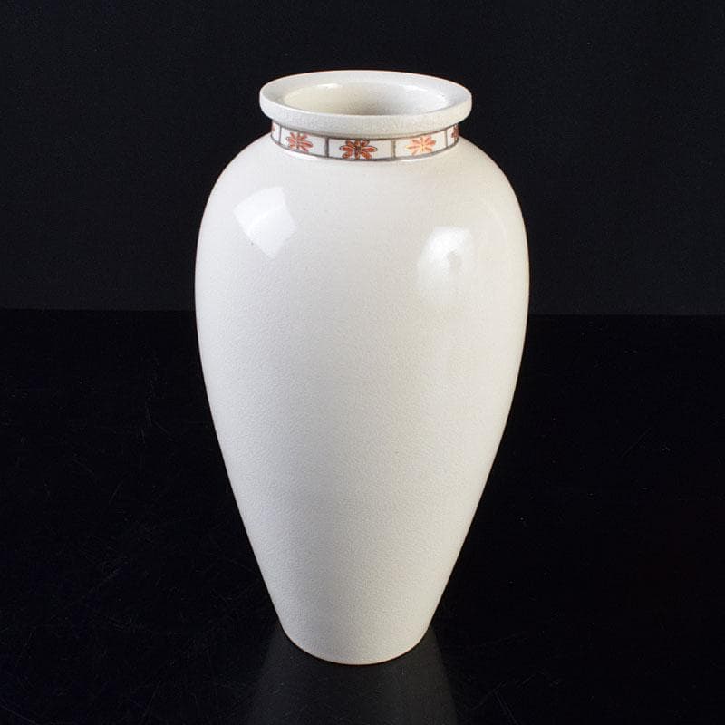 薩摩焼　沈寿官作　色絵　花文　花器　花瓶　時代箱　C R9260