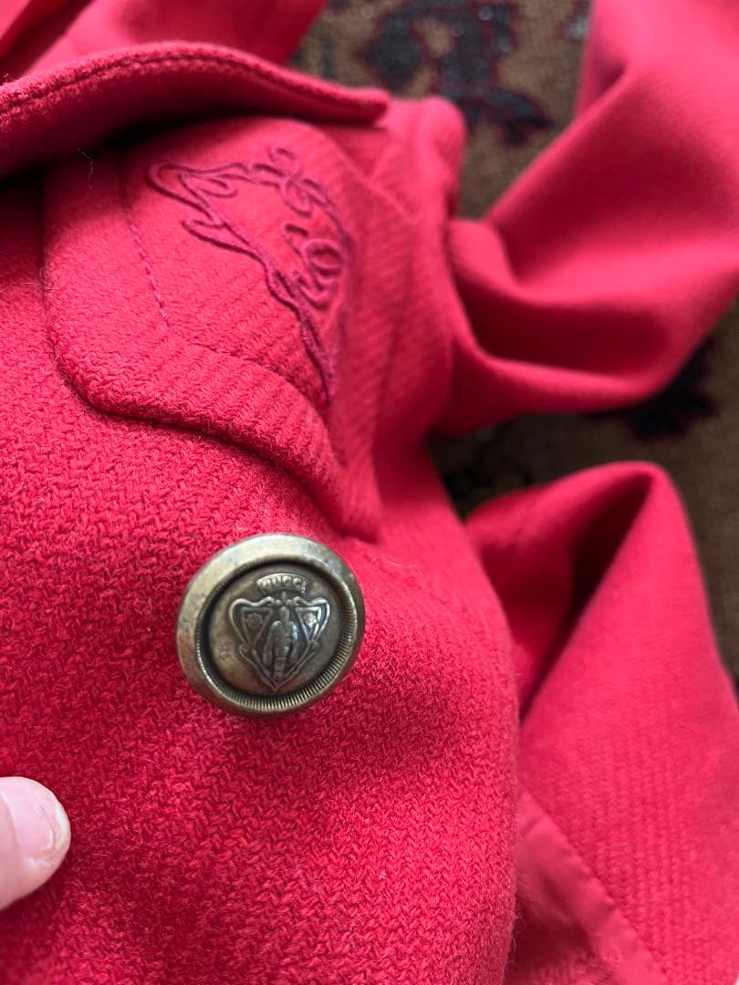 GUCCI 上質ウール　チェスターコート　ピーコート　38 赤　刺繍