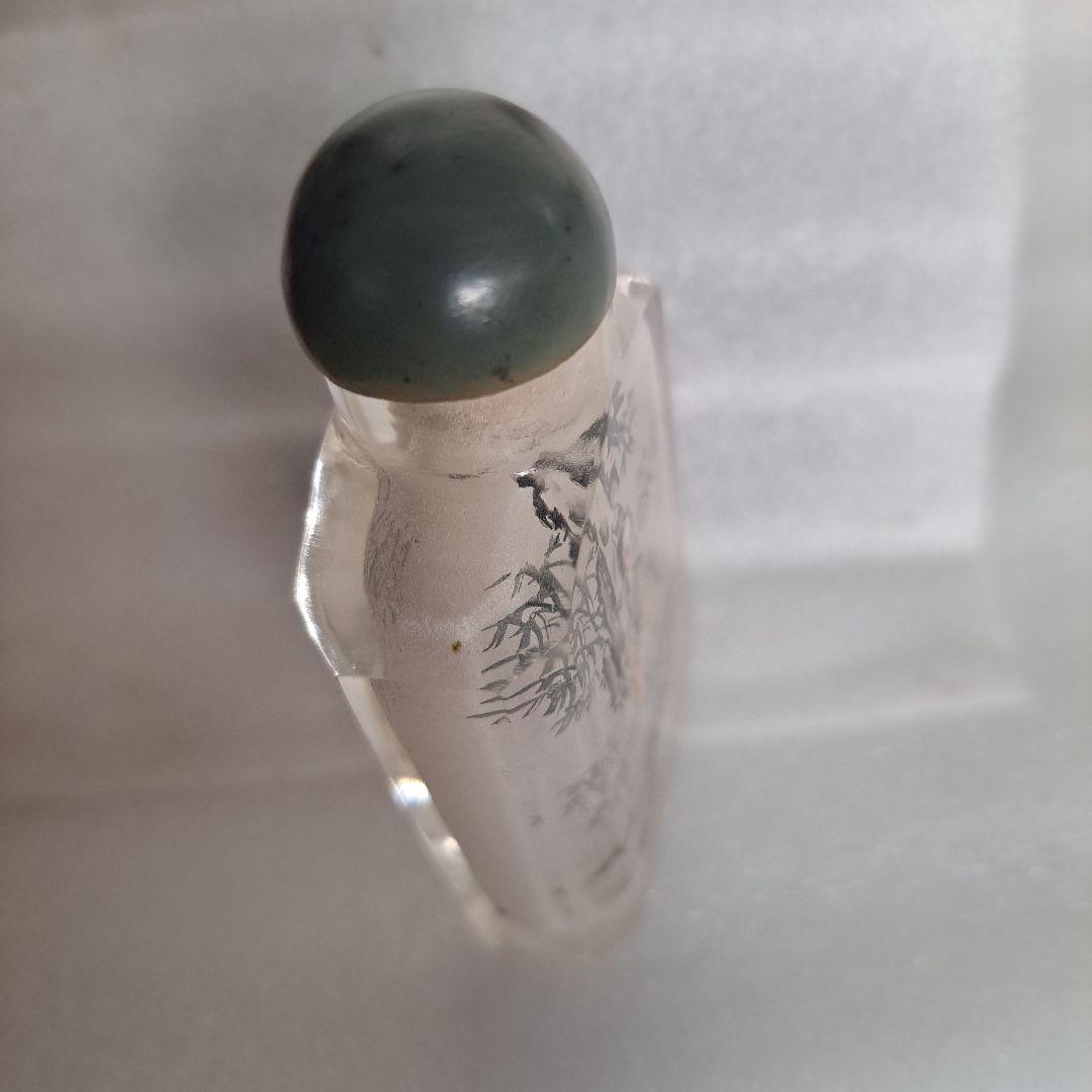 中国　硝子内絵細密技巧　美人内絵文　硝子内絵鼻煙瓶