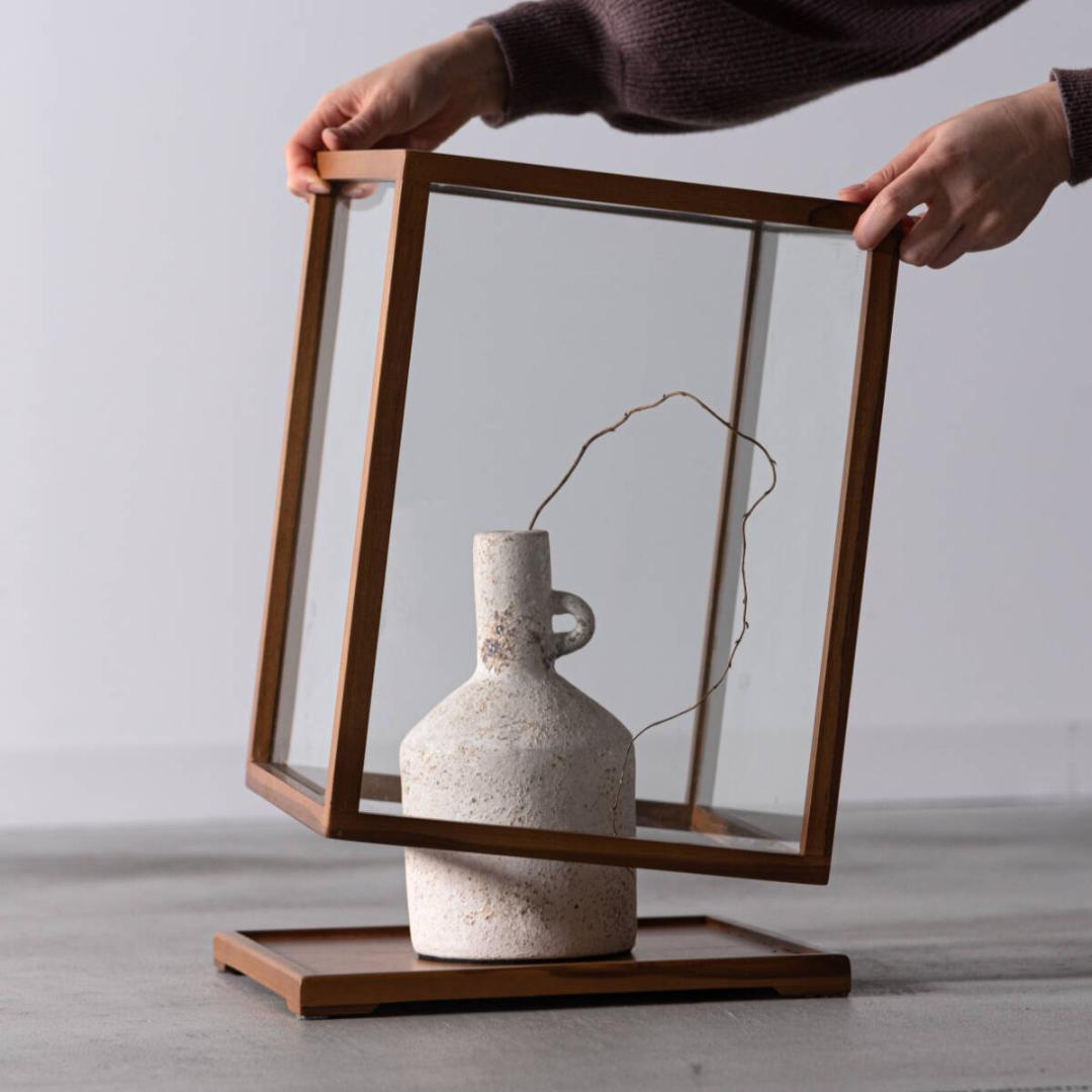 モダン ショーケース ガラス 無垢材 展示ケース ディスプレイ 収納家具 陳列棚